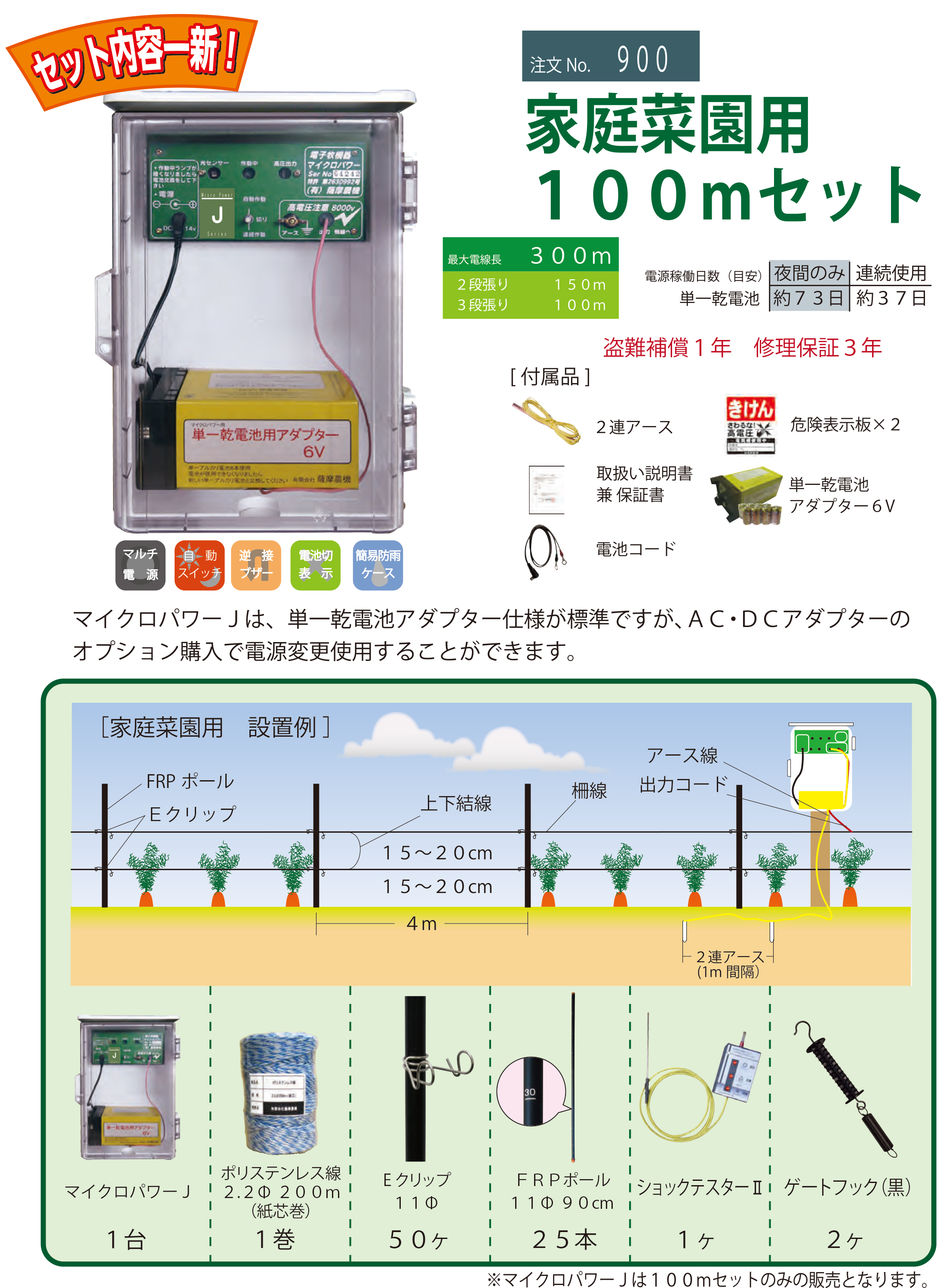 家庭菜園などにピッタリ！マイクロパワーJセット